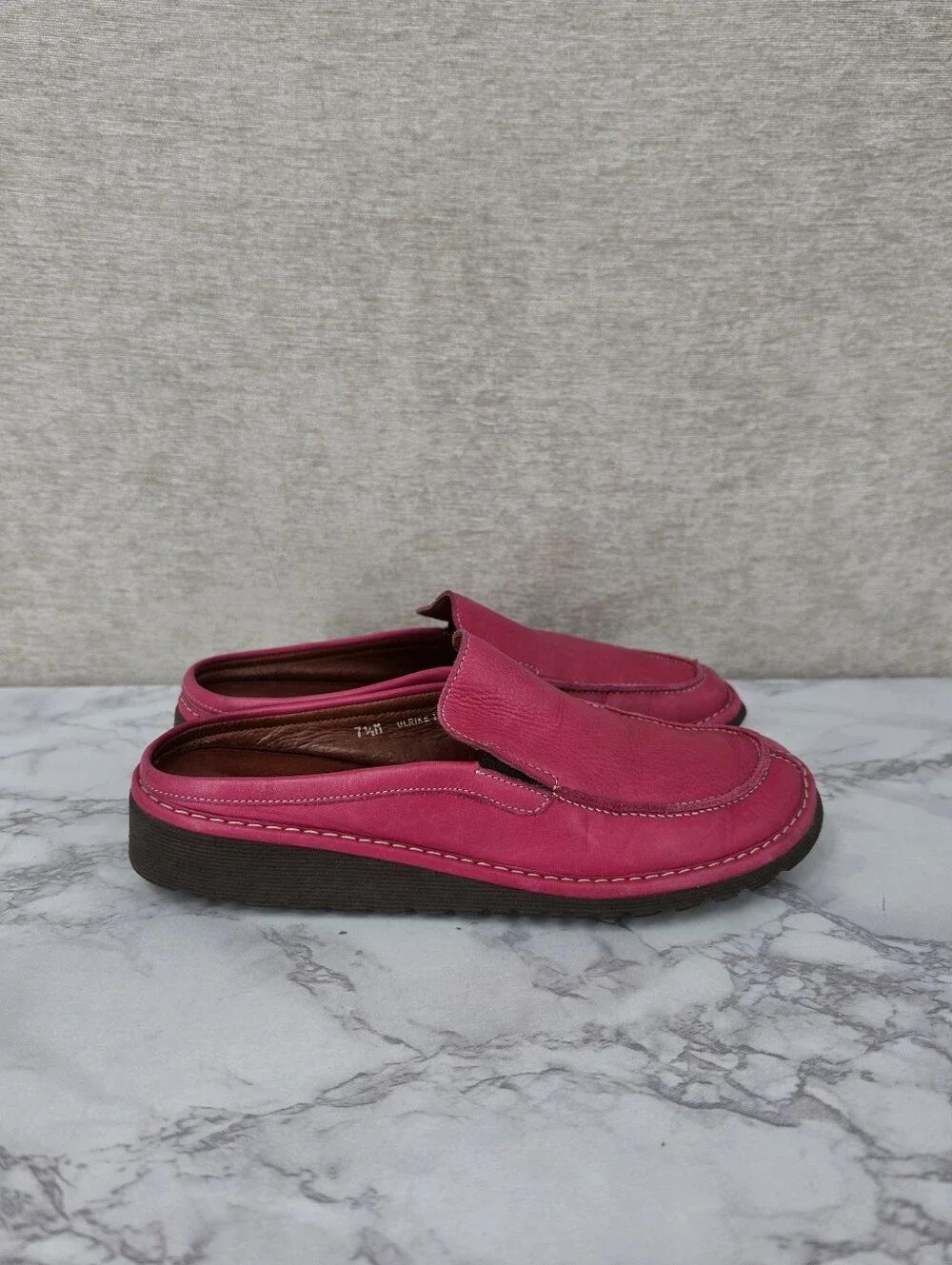 Donald Pliner Ulrike Hot Pink Leather Slip-On Mule Loafers